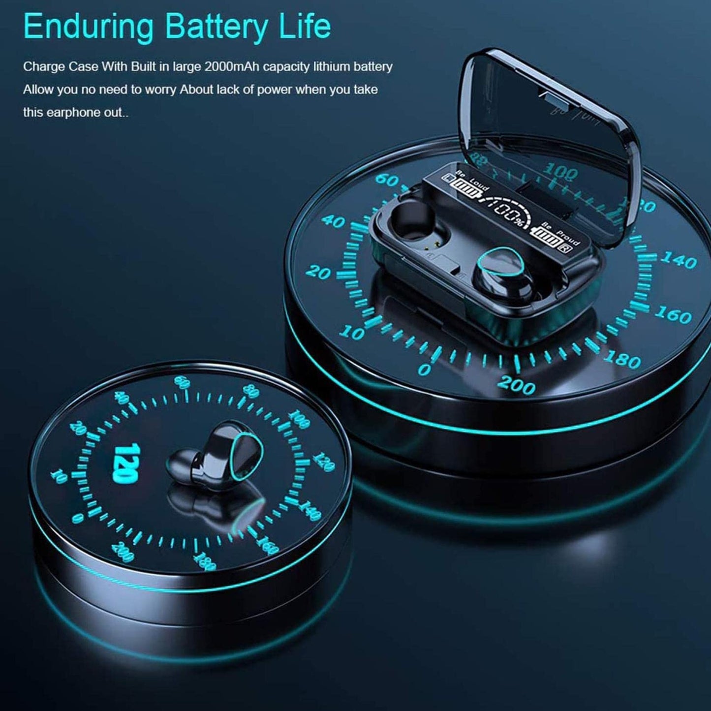 Tebinzi Ear Buds Wireless | BT 5.1 Headphones with Charging Case,IPX7 Waterproof HiFi Stereo Earphones with Mic for Cell Phone Computer Laptop Sports