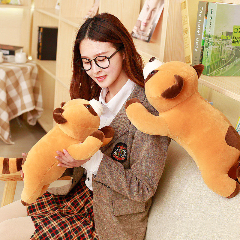 Brown Raccoon Soft Body Down Cotton Throw Pillow Doll Large Size