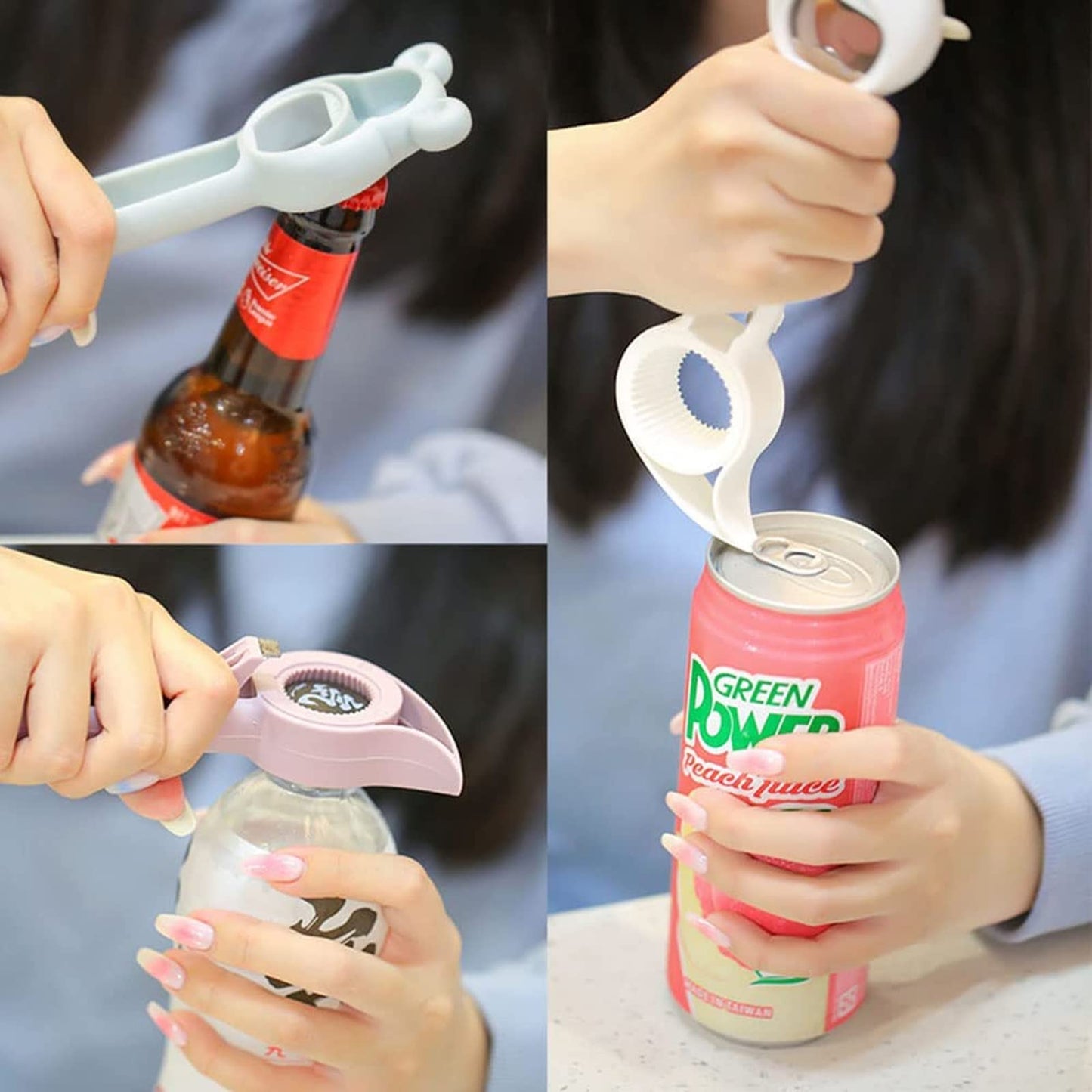 New Cute Multifunction Jar Can Beer Bottle Opener Manual Bottle Opener 4 In 1 Multifunctional Topless Can Opener Kitchen Gadget Bar Tool Accessories