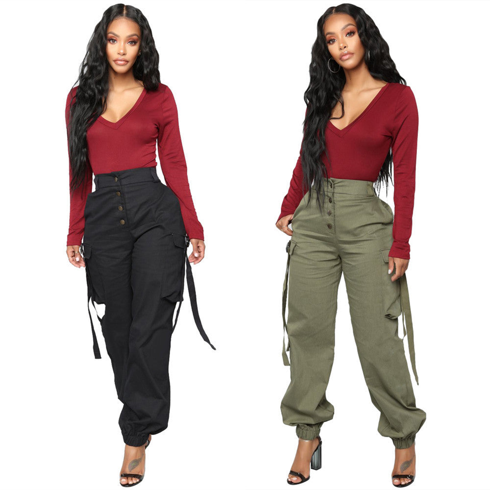 Multi-Pocket Fashion Overalls Women's Pants