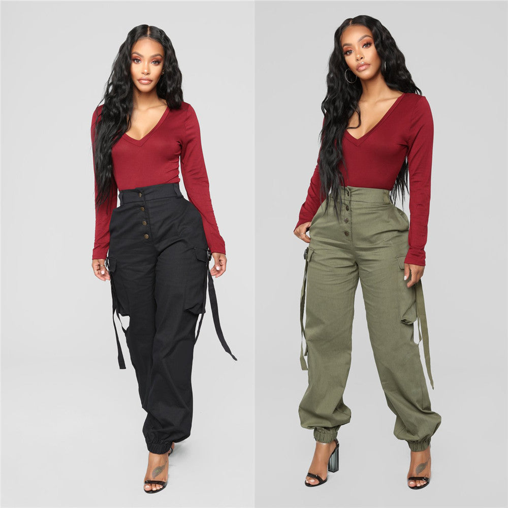 Multi-Pocket Fashion Overalls Women's Pants