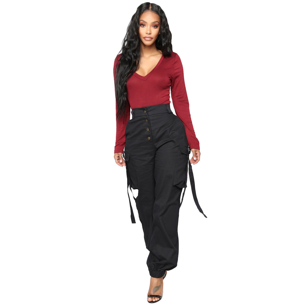 Multi-Pocket Fashion Overalls Women's Pants