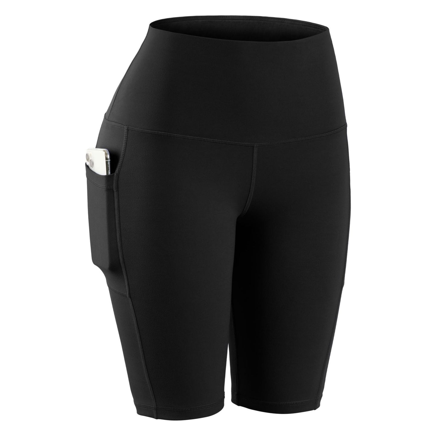 Nude Fabric High Waist Tight-fitting Side Pocket Yoga Pants Sanded Running Fitness Sports Shorts