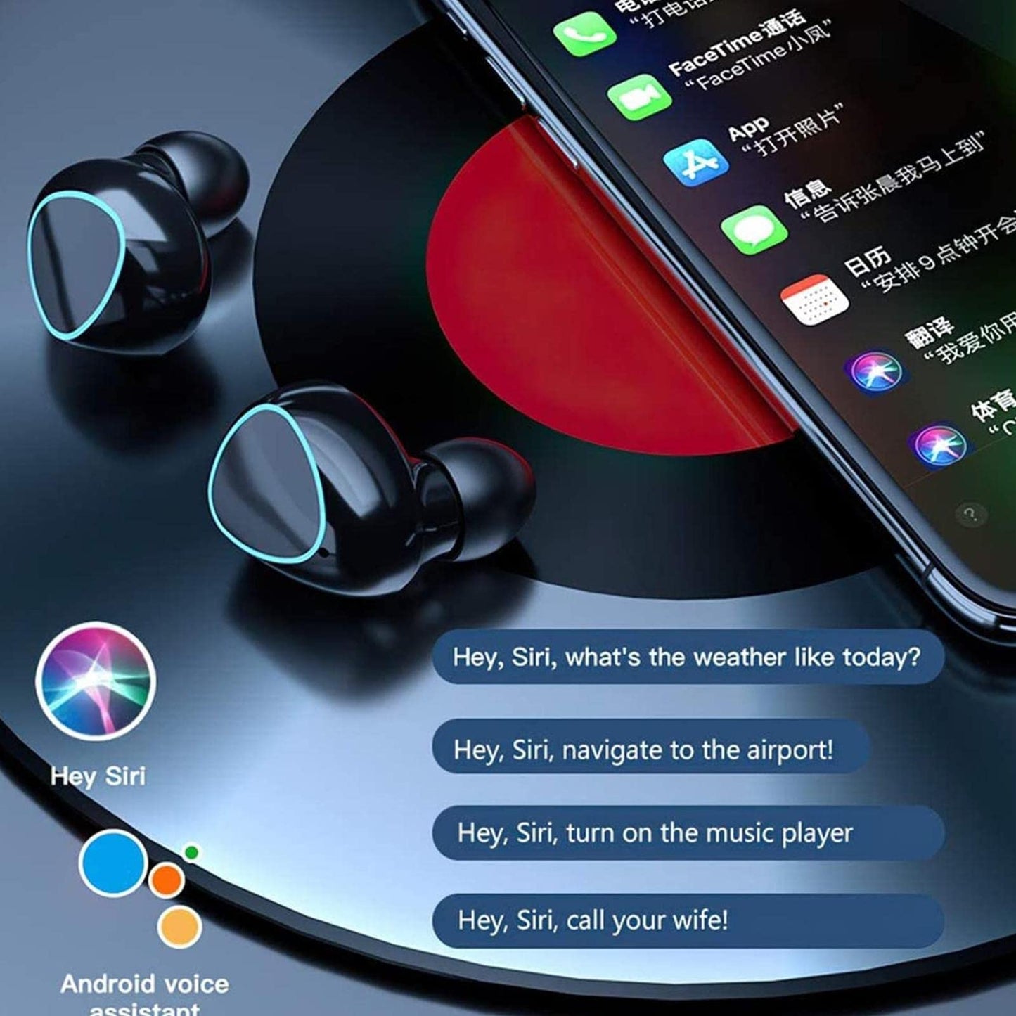 Tebinzi Ear Buds Wireless | BT 5.1 Headphones with Charging Case,IPX7 Waterproof HiFi Stereo Earphones with Mic for Cell Phone Computer Laptop Sports