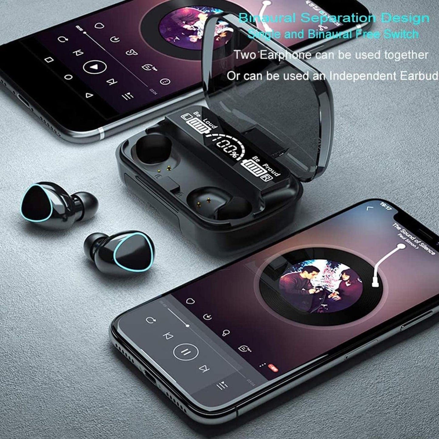 Tebinzi Ear Buds Wireless | BT 5.1 Headphones with Charging Case,IPX7 Waterproof HiFi Stereo Earphones with Mic for Cell Phone Computer Laptop Sports