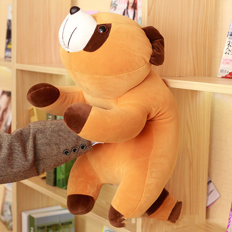 Brown Raccoon Soft Body Down Cotton Throw Pillow Doll Large Size