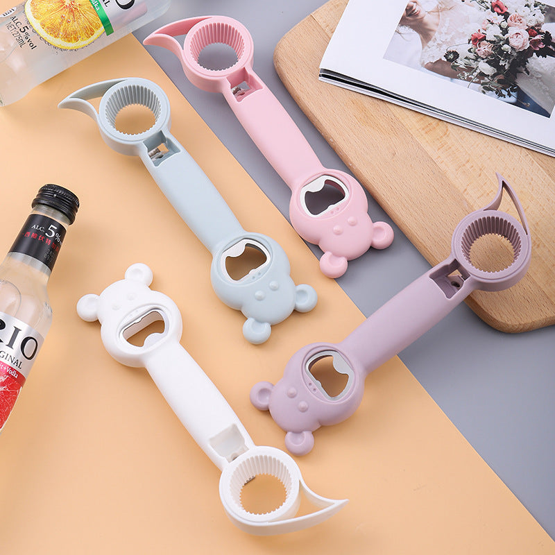 New Cute Multifunction Jar Can Beer Bottle Opener Manual Bottle Opener 4 In 1 Multifunctional Topless Can Opener Kitchen Gadget Bar Tool Accessories