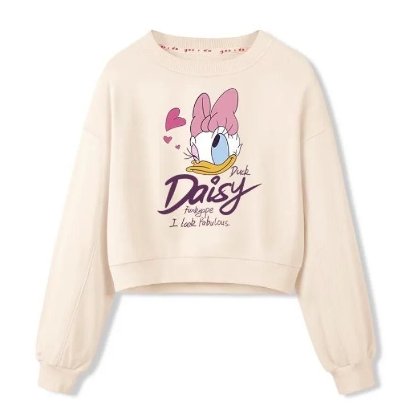 New Disney Animation Peripheral Mickey and Minnie Cartoon Creative Print Fashion Short Round Neck Loose Sweatshirt Jacket Gift