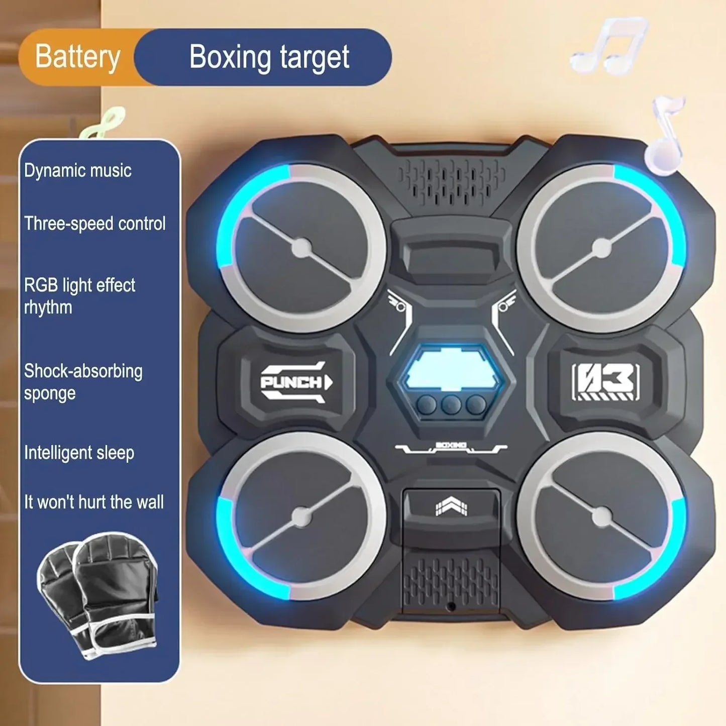 Music Boxing Machine with Music,Bluetooth Music Boxing Machine for Children Wall Mounted,Smart Music Boxing Game