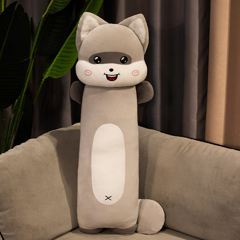 Cute Cat Plush Doll Soft Long Body Raccoon Pillow